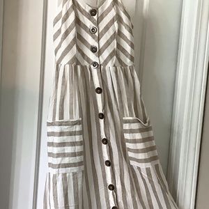 A Brown and Cream Striped Dress from Japna